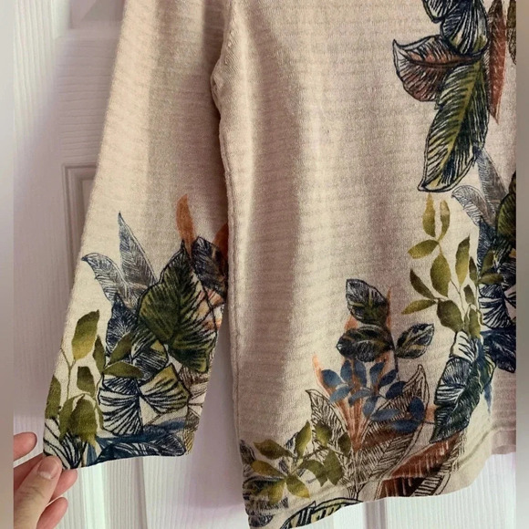 Vintage 90s Y2K Alfred Dunner Beaded Top PS Floral Cottagecore Ramie Cotton - Picture 6 of 14